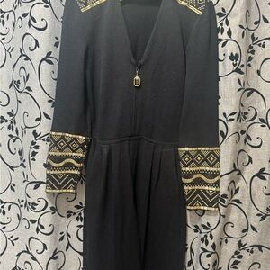 Elegant Black Jumpsuit  with Gold Accents St John